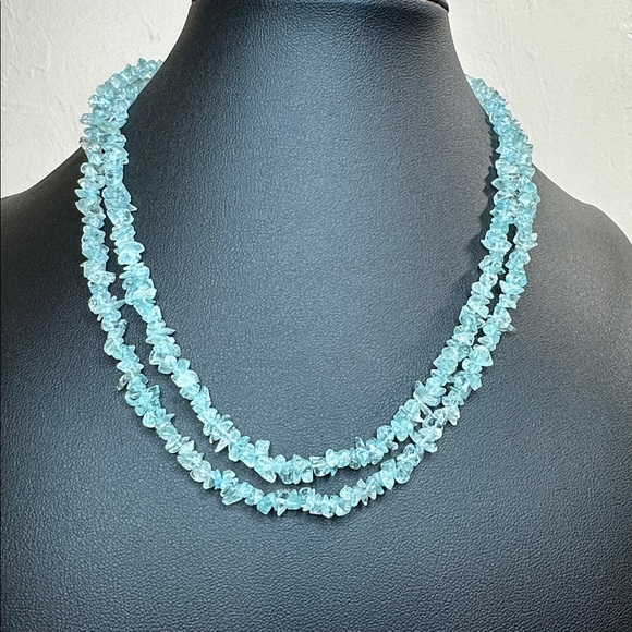 Aquamarine Chip Continuous 32” Necklace - Picture 1 of 10